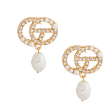 Load image into Gallery viewer, Gold Pearl Designer Letter Studs
