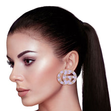 Load image into Gallery viewer, Lavender and Gold Letter Print Studs
