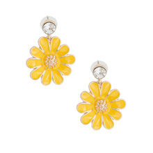 Load image into Gallery viewer, Yellow Metal Daisy Earrings
