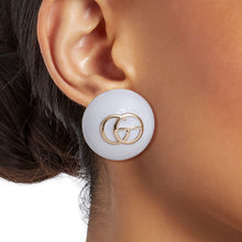 Load image into Gallery viewer, White and Gold Dome GG Studs

