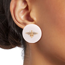 Load image into Gallery viewer, White and Gold Dome Bee Studs
