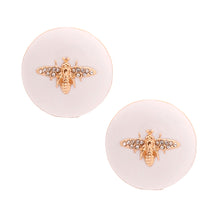 Load image into Gallery viewer, White and Gold Dome Bee Studs
