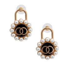 Load image into Gallery viewer, Gold and Black Pearl Lock Studs
