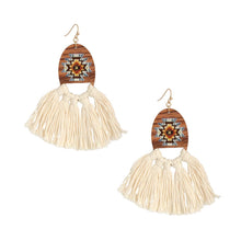 Load image into Gallery viewer, Cream Tassel Wooden Earrings

