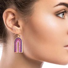 Load image into Gallery viewer, Arched Purple Bead Drop Earrings

