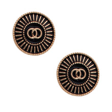 Load image into Gallery viewer, Gold and Black Sunburst Infinity Studs
