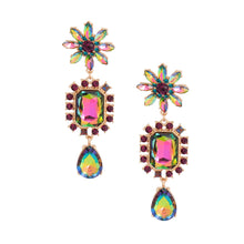 Load image into Gallery viewer, Pink Green Flower Stone Earrings
