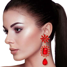 Load image into Gallery viewer, Red Flower Stone Earrings
