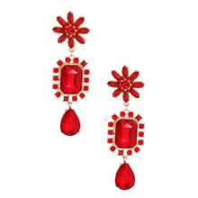 Load image into Gallery viewer, Red Flower Stone Earrings
