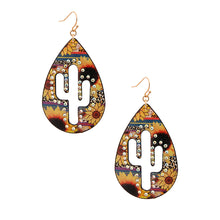 Load image into Gallery viewer, Sunflower Cactus Teardrop Earrings
