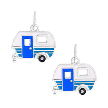 Load image into Gallery viewer, Silver and Blue Camper Earrings
