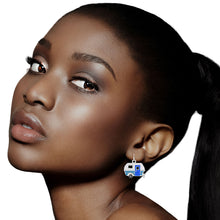 Load image into Gallery viewer, Silver and Blue Camper Earrings
