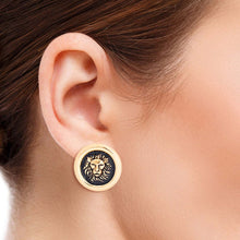 Load image into Gallery viewer, Gold and Black Lion Studs
