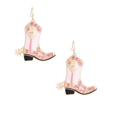 Load image into Gallery viewer, Pink Bling Cowgirl Boot Earrings
