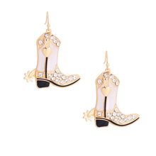 Load image into Gallery viewer, White Bling Cowgirl Boot Earrings
