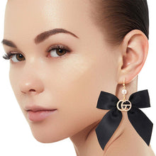 Load image into Gallery viewer, Black Bow GG Earrings
