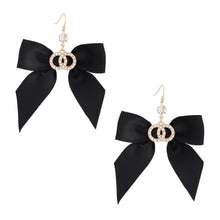 Load image into Gallery viewer, Black Bow Infinity Ring Earrings
