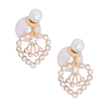 Load image into Gallery viewer, Double Cream Pearl Heart Earrings
