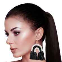 Load image into Gallery viewer, Black Tassel Arc Earrings
