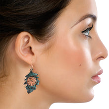 Load image into Gallery viewer, Patina Leaf Tree of Life Earrings
