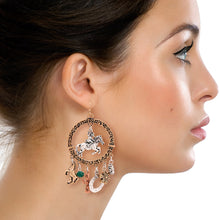 Load image into Gallery viewer, Burnished Gold Cowgirl Charm Earrings
