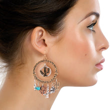 Load image into Gallery viewer, Burnished Gold Cactus Charm Earrings
