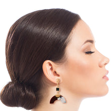 Load image into Gallery viewer, Gold Drop Earrings Featuring Multi Color Horn Shaped Detail
