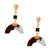 Load image into Gallery viewer, Gold Drop Earrings Featuring Multi Color Horn Shaped Detail
