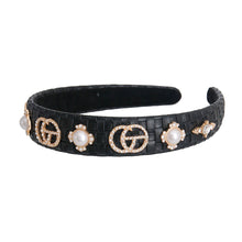 Load image into Gallery viewer, Black Woven Leather Designer Headband
