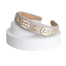 Load image into Gallery viewer, Gray Woven Raffia Designer Headband
