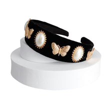 Load image into Gallery viewer, Black Pearl Butterfly Embellished Headband
