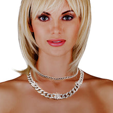 Load image into Gallery viewer, Silver Iced Bee Curb Chain Set
