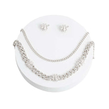 Load image into Gallery viewer, Silver Iced Bee Curb Chain Set
