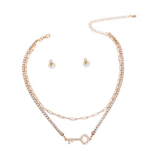 Load image into Gallery viewer, Gold 2 Layer Key Necklace Set
