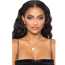Load image into Gallery viewer, Gold Oval Link Lock Key Necklace
