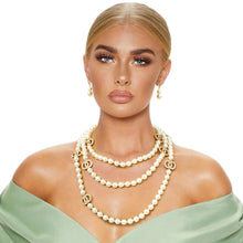 Load image into Gallery viewer, Triple Layer Cream Pearl Infinity Necklace
