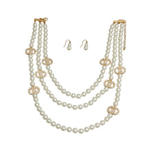 Load image into Gallery viewer, Triple Layer Cream Pearl Infinity Necklace
