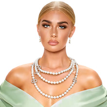 Load image into Gallery viewer, Triple Layer White Pearl Infinity Link Necklace
