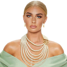 Load image into Gallery viewer, 7 Strand Cream Pearl Infinity Necklace
