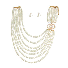 Load image into Gallery viewer, 7 Strand Cream Pearl Infinity Necklace
