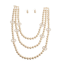 Load image into Gallery viewer, 3 Strand Gold Metal Pearl Station Set
