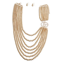 Load image into Gallery viewer, 7 Strand Gold Metal Pearl Set
