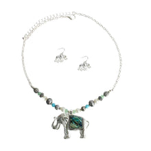 Load image into Gallery viewer, Abalone Elephant Silver Necklace
