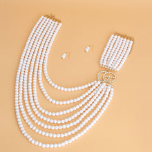 Load image into Gallery viewer, White Bead 7 Strand GG Necklace
