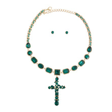 Load image into Gallery viewer, Celeb Green Cross Necklace
