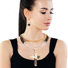 Load image into Gallery viewer, 2 Pcs Cross Black Gold Necklace
