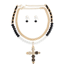 Load image into Gallery viewer, 2 Pcs Cross Black Gold Necklace
