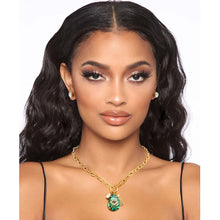 Load image into Gallery viewer, Green Crystal Teardrop Evil Eye Necklace
