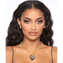 Load image into Gallery viewer, Blue Crystal Heart Evil Eye Necklace
