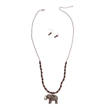 Load image into Gallery viewer, Burnished Silver and Bead Elephant Necklace
